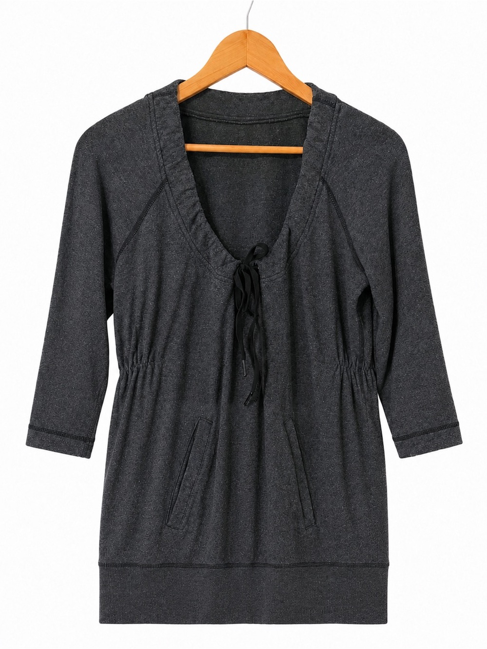 Lululemon Vintage Charcoal Heather Gray Ruched Tunic Pullover 3/4 Sleeve S
